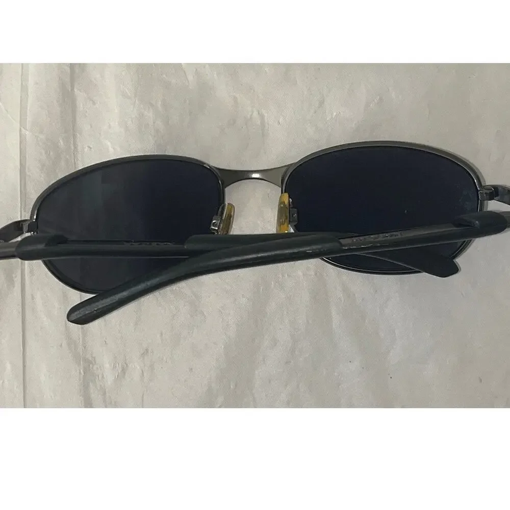 NASCAR Black Metal Oval Sunglasses Gray Smoke Lenses Unisex Vintage Racing